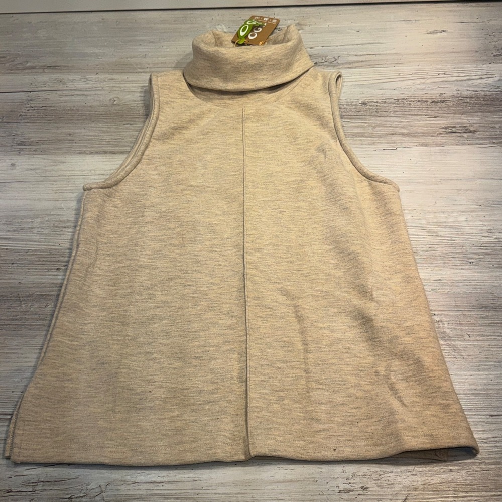 OGL Sweater Womens Sx‎ XS Beige FuzzLuxe Sleeveless Turtleneck Knit Top